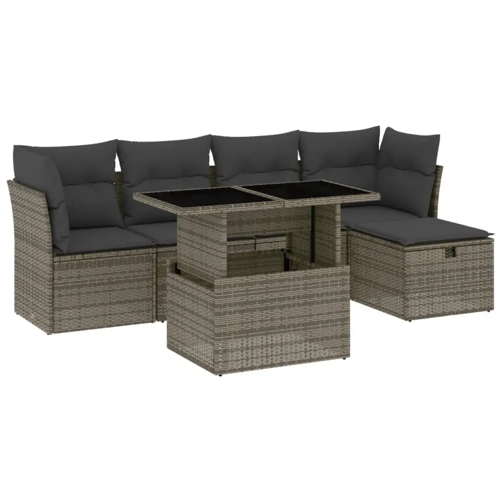 Modular 6 Piece Grey Poly Rattan Garden Sofa Set