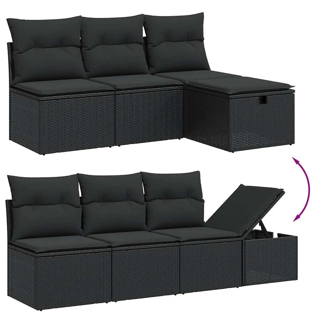 8-Piece Modular Outdoor Sofa Set with Black Cushions