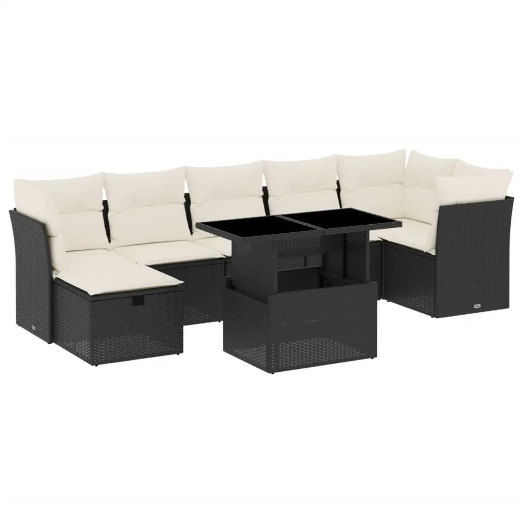 8-Piece Modular Patio Sofa Set in Black PE Rattan