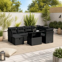 8 Piece Garden Sofa Set Outdoor Lounge with Cushions Black