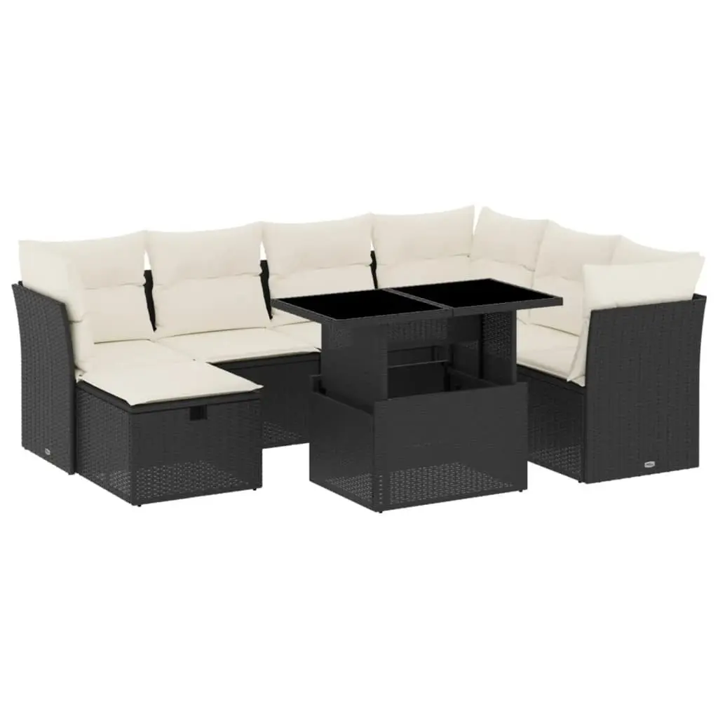 8-Piece Modular Black PE Rattan Garden Sofa Set