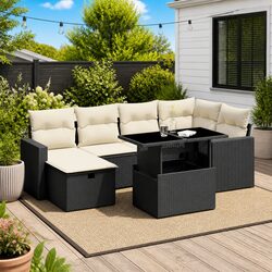 High-Quality 7 Piece Modular Garden Sofa Set with Cushions