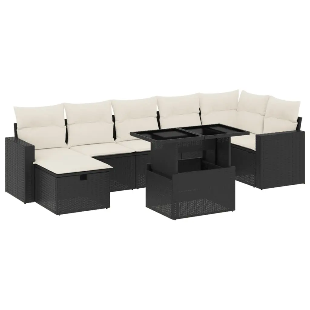 Garden Sofa Set PE Rattan 8 Piece Modular Black