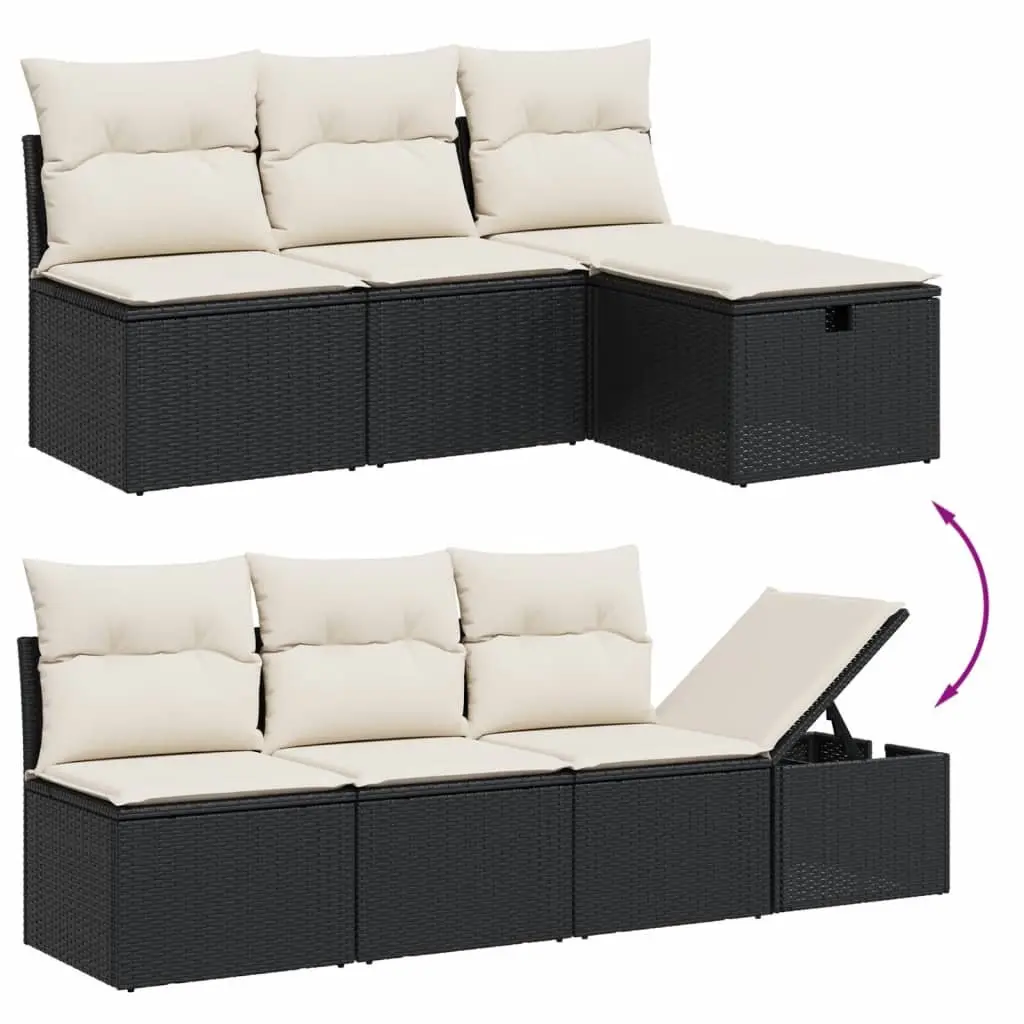 8-Piece Modular Black Garden Sofa Set for Patio Comfort
