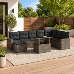 9 Piece Grey Modular Garden Sofa Set for Outdoor Spaces