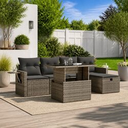 High-Quality Grey Modular Garden Sofa Set 6 Pieces