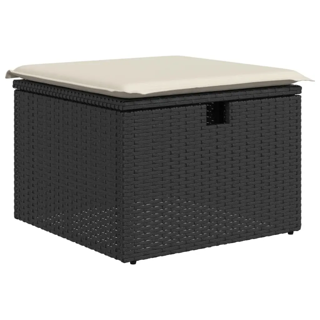 8-Piece Black Poly Rattan Garden Sofa Set