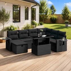 Durable 8 Piece Outdoor Garden Sofa Set in Black