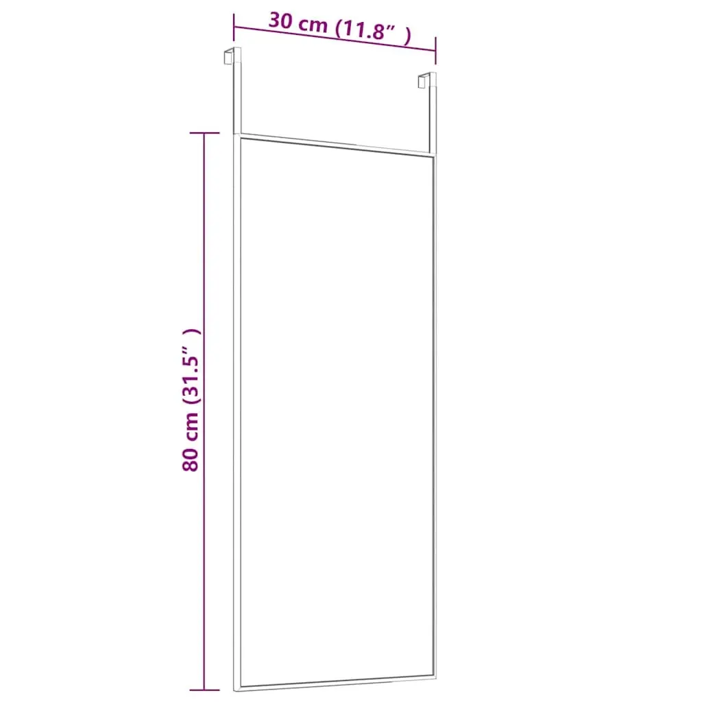 Black Door Mirror 30x80 cm with Adjustable Hooks