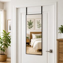 Sturdy Black Door Mirror 40x80 cm for Over Door Use