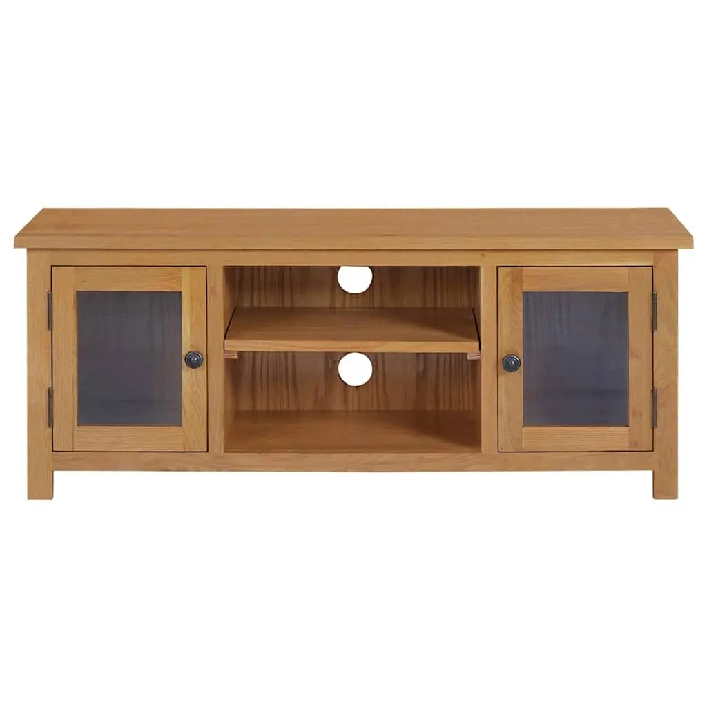 TV Cabinet 110x35x44 cm Brown Solid Oak Wood Storage Unit with Doors