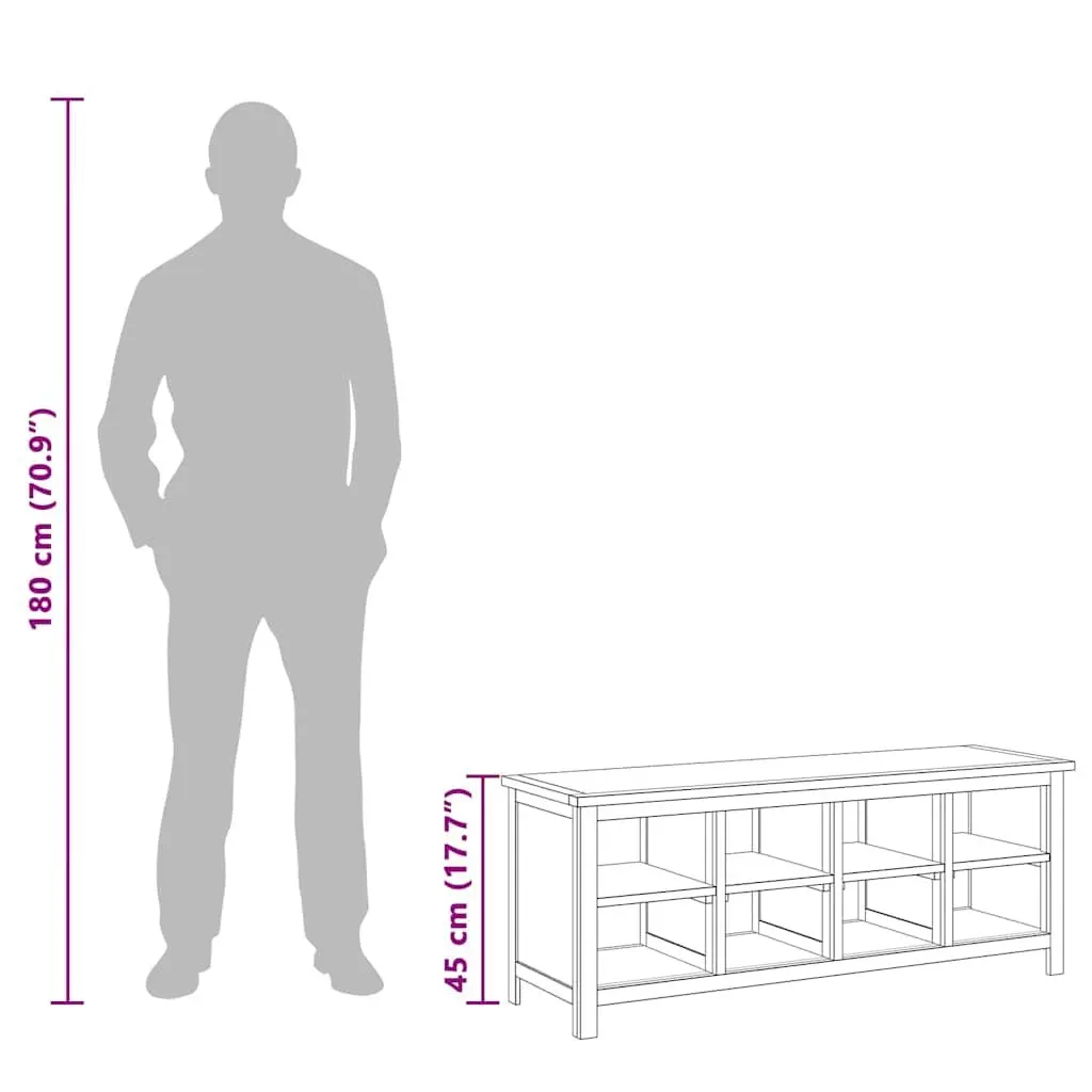 Solid Wood Shoe Rack Bench with 8 Compartments