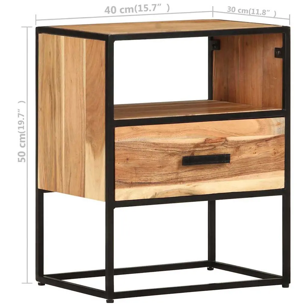 Bedside Table Solid Acacia Wood 40x30x50 cm Brown