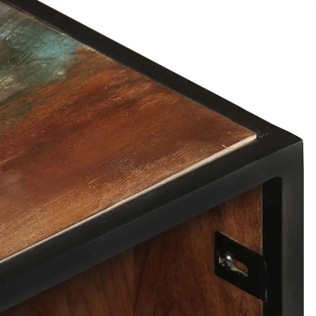Solid Reclaimed Wood Bedside Table with Sturdy Iron Frame