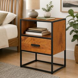 Bedside Table 40x30x50 cm Solid Acacia Wood Cabinet Nightstand 1 Drawer