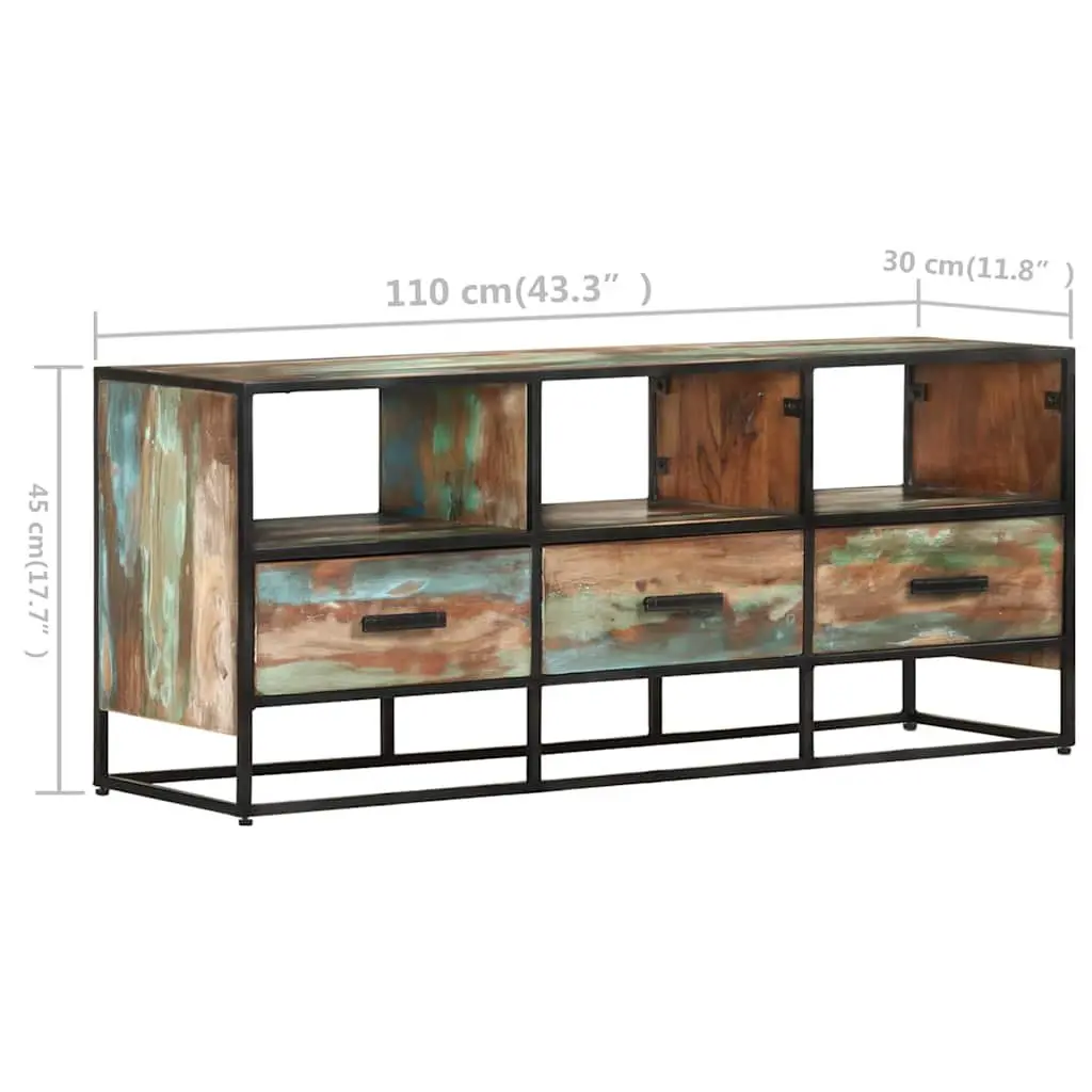 Brown Solid Wood TV Cabinet 110x30x45 cm with Storage