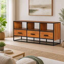 Premium TV Cabinet 110x30x45 cm Brown Wood with Drawers