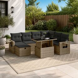 Premium 8-Piece Grey Poly Rattan Garden Sofa Set