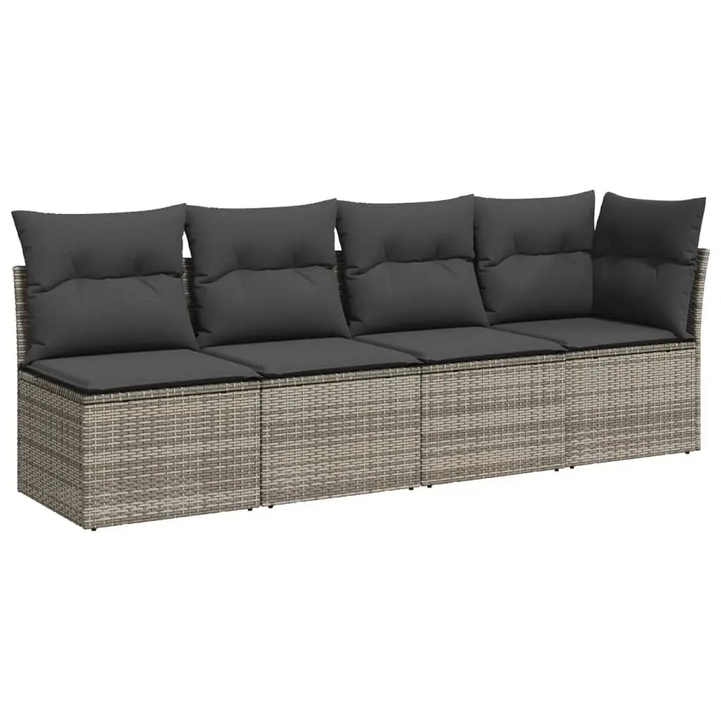 8-Piece Grey Poly Rattan Garden Sofa Set