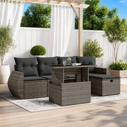 Premium 6 Piece Garden Sofa Set in Grey Poly Rattan