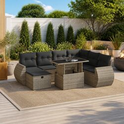 Premium 8-Piece Garden Sofa Set with Grey Poly Rattan