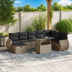Durable 9-Piece Grey Modular Garden Sofa Set