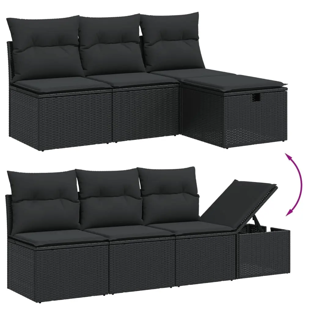 Garden Sofa Set PE Rattan 8 Piece Outdoor Furniture Patio Seating Black