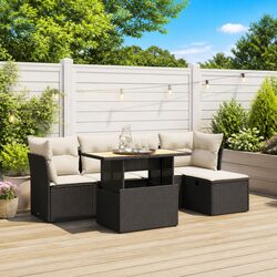 Exceptional 6 Piece Outdoor Sofa Set in Black Poly Rattan