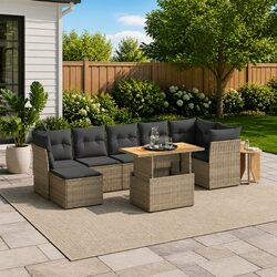 Premium 8-Piece Modular Garden Sofa Set in Grey