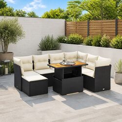 Premium 8 Piece Black Modular Garden Sofa Set