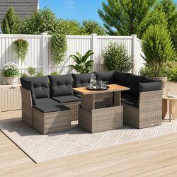 Premium 8-Piece Grey Rattan Garden Sofa Set