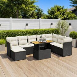 Premium Black 9 Piece Garden Sofa Set for Outdoor Spaces