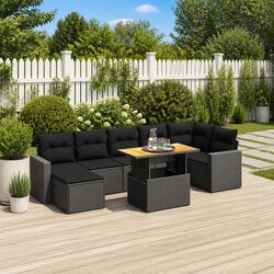 8-Piece Black Garden Sofa Set for Stylish Outdoor Relaxation