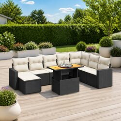 Premium 9 Piece Black Garden Sofa Set for Outdoor Relaxation