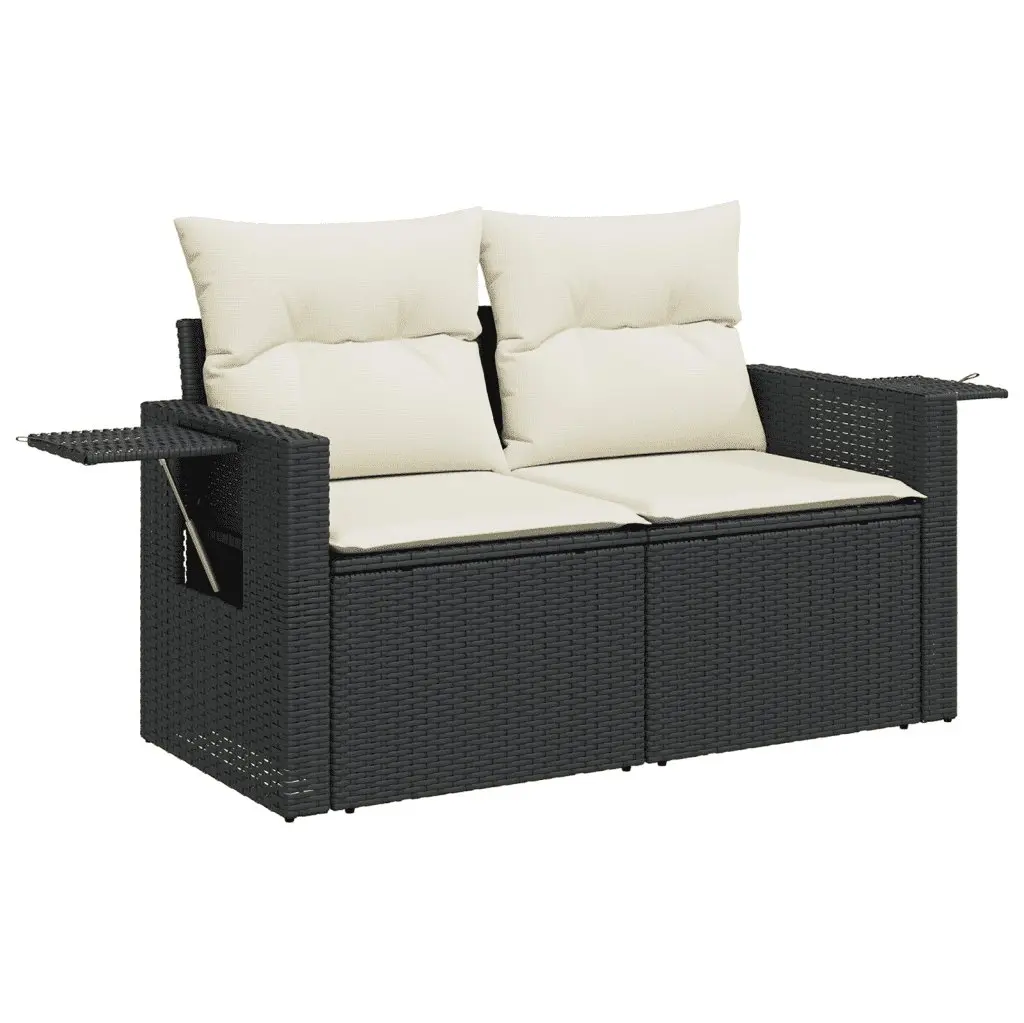 7 Piece Garden Sofa Set with Cushions Black Outdoor Patio Furniture Modular