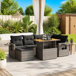 Premium 7 Piece Grey Outdoor Sofa Set with Cushions