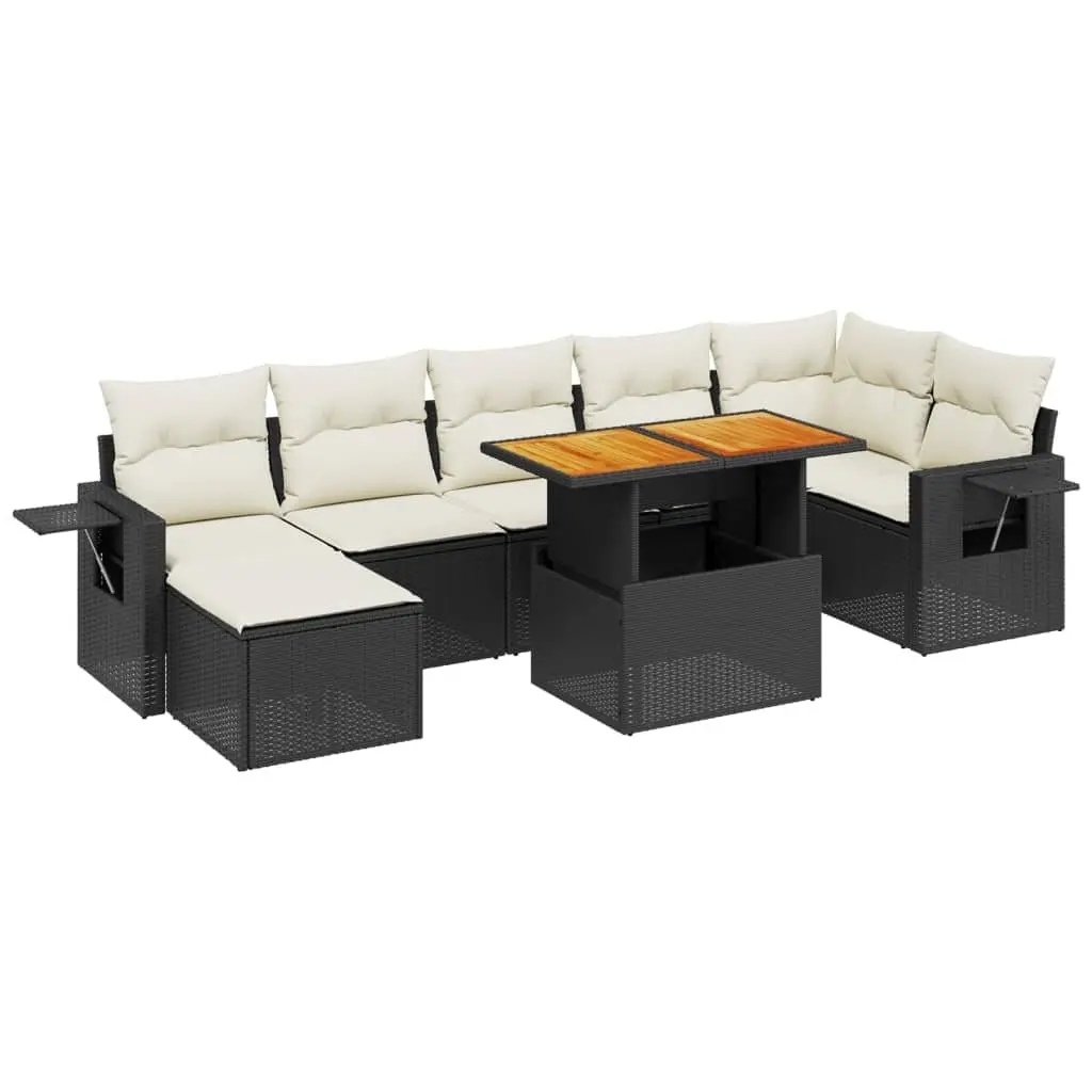 Garden Sofa Set PE Rattan 8 Piece Outdoor Furniture Patio Lounge Black