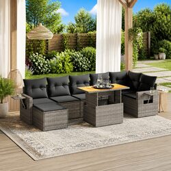 8-Piece Grey Modular Garden Sofa Set for Outdoor Spaces