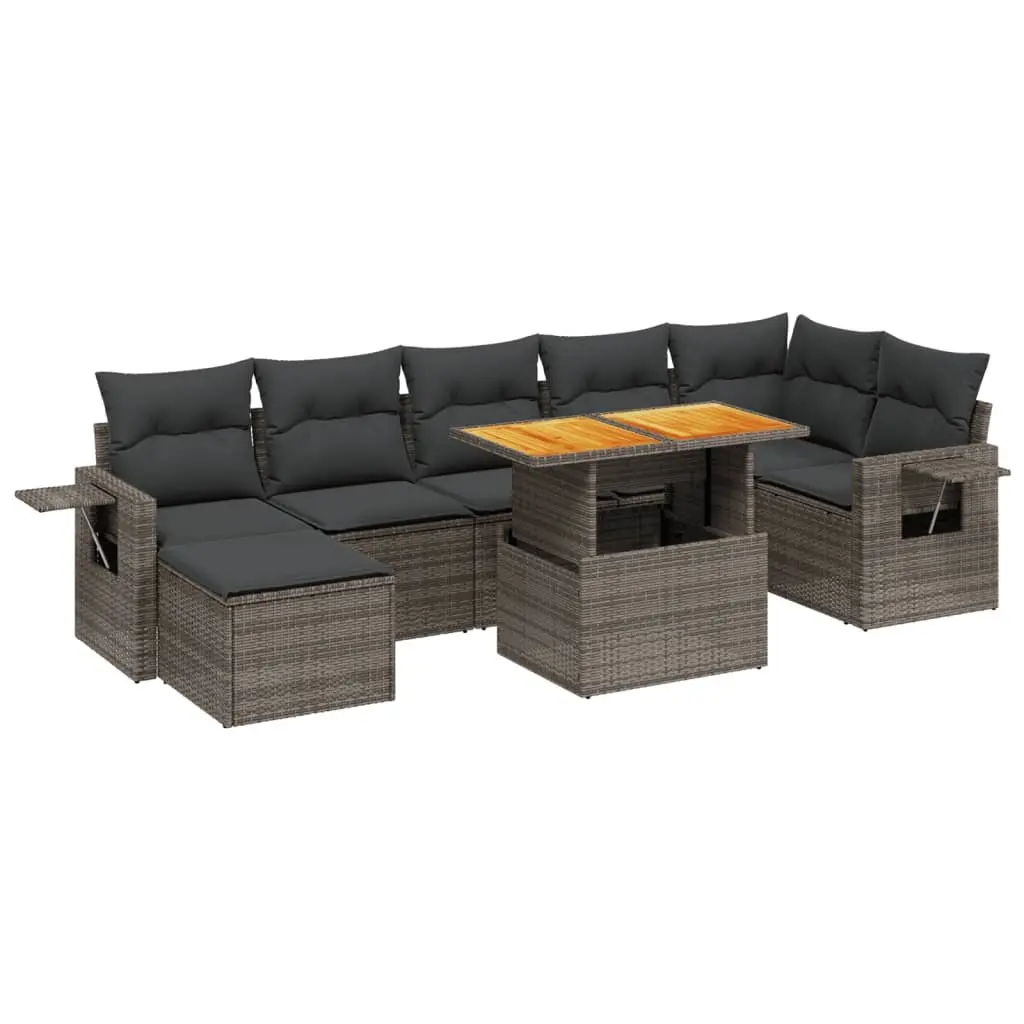 Garden Sofa Set Poly Rattan 8 Piece Outdoor Furniture Grey Modular