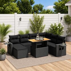 Premium 8 Piece Modular Garden Sofa Set in Black