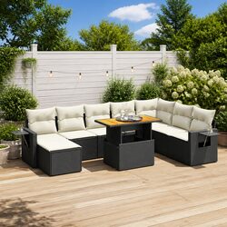 Premium 9 Piece Outdoor Sofa Set in Black Poly Rattan