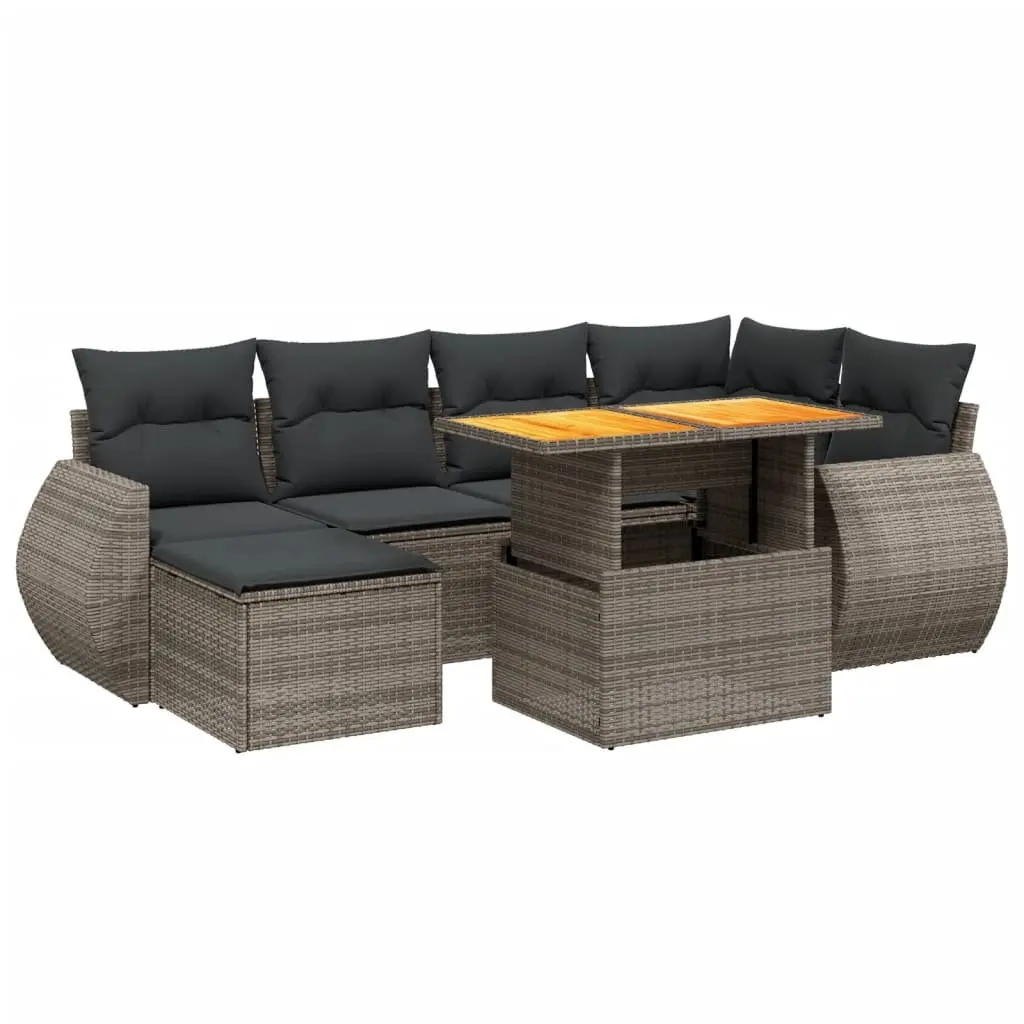 Garden Sofa Set PE Rattan 7 Piece Modular Outdoor Furniture Grey