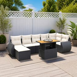 Outdoor Furniture Modular Lounge Set - 8 Piece Black Rattan