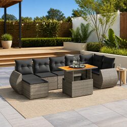 8-Piece Modular Outdoor Garden Sofa Set in Grey