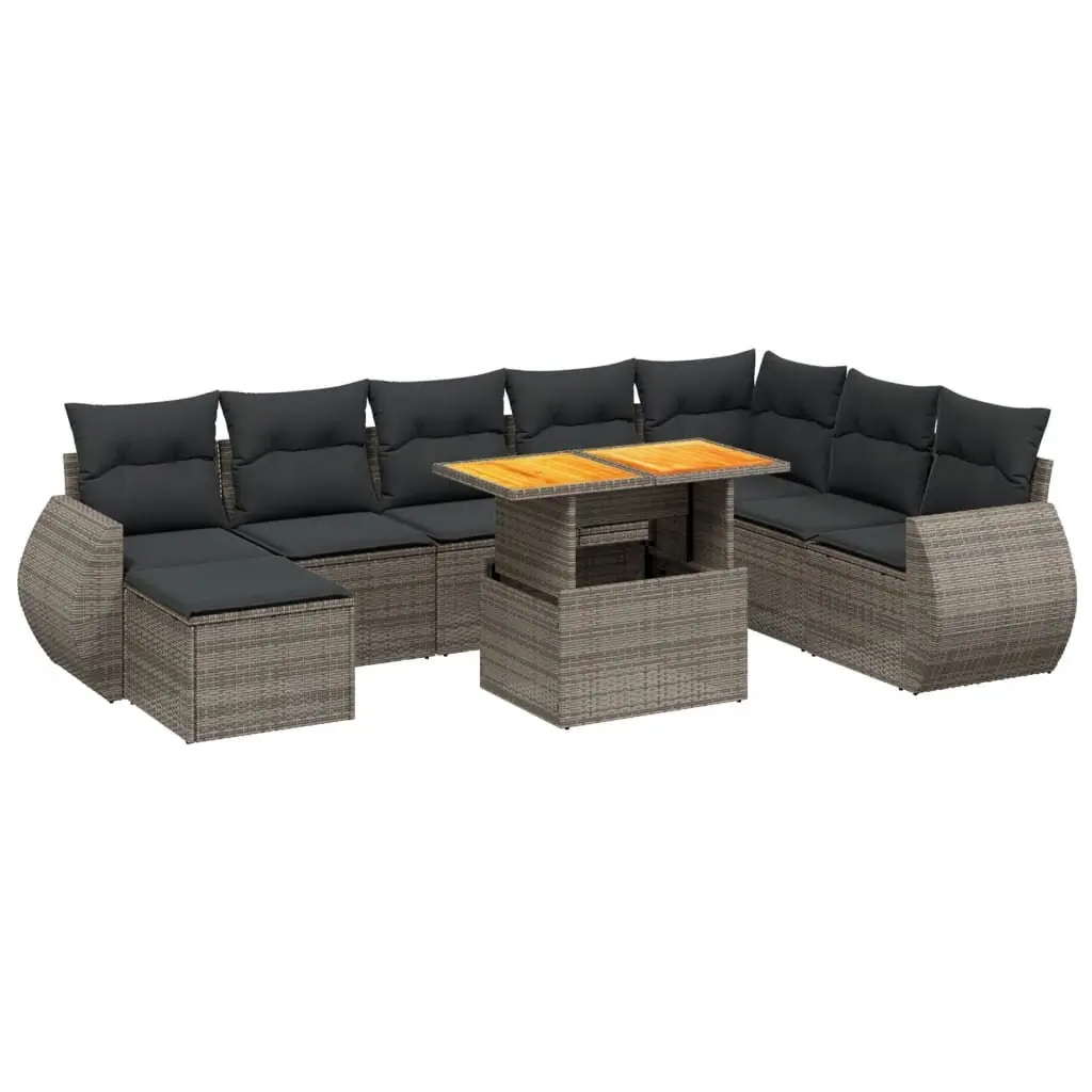 9-Piece Grey Modular Garden Sofa Set