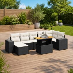 Durable Black Rattan 8 Piece Garden Sofa Set