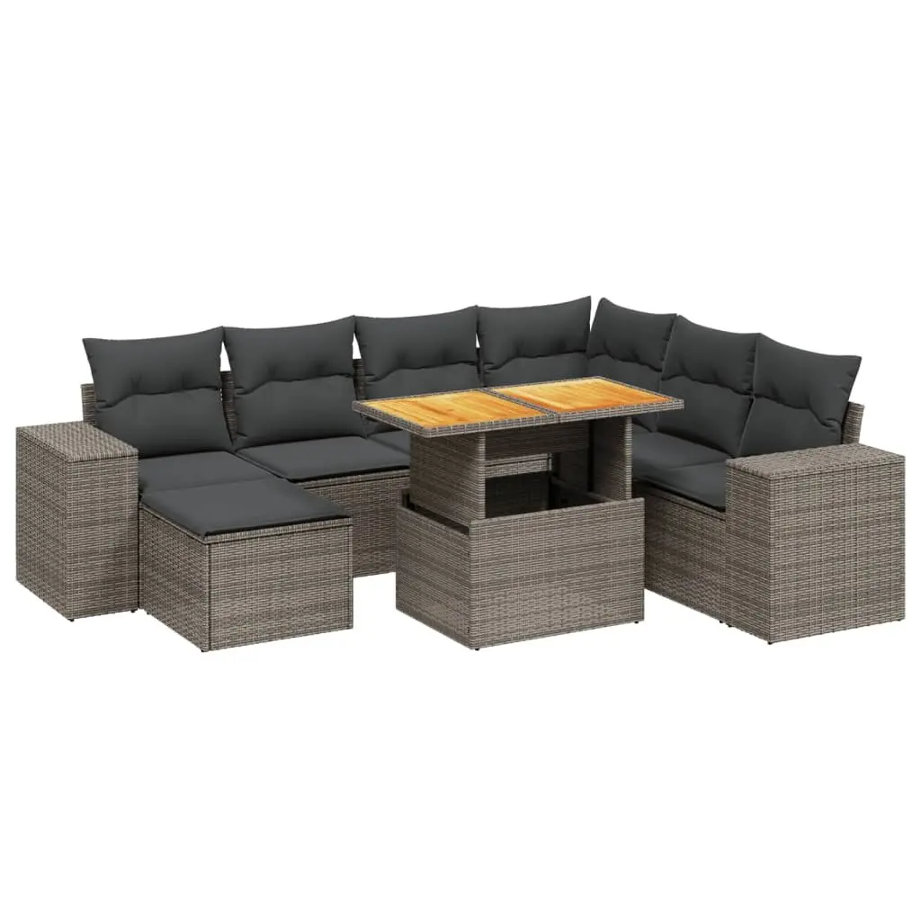 8 Piece Grey Rattan Garden Sofa Set