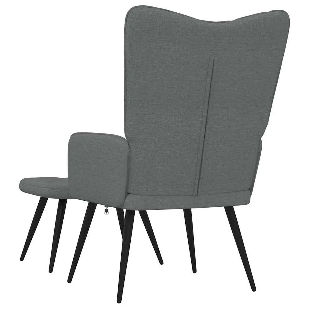 Grey Fabric Armchair with Stool