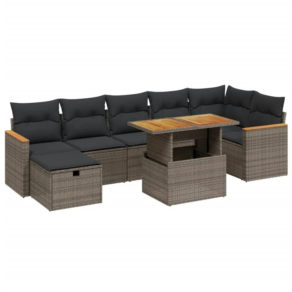 8-Piece Grey Modular Garden Sofa Set for Outdoor Spaces
