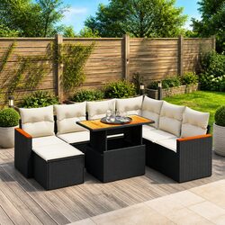 Premium 8 Piece Black Modular Garden Sofa Set